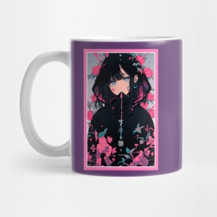 Aesthetic Anime Girl Pink Black | Quality Aesthetic Anime Design | Premium Chibi Manga Anime Art Mug